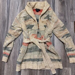 Pendleton Cream and Green Knit Cardigan